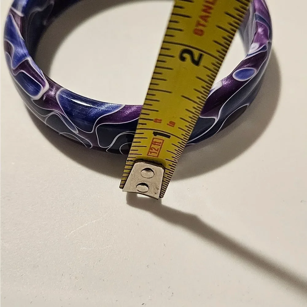 Purple and White Swirl Bangle Bracelet see measurements